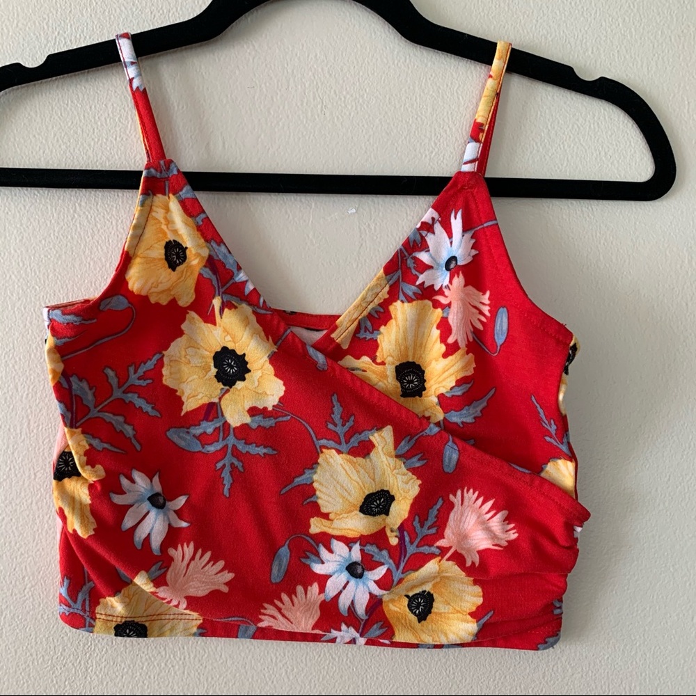 Forever 21 Floral Cami Red Crop Top
